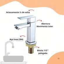 Torneira banheiro Moderna Metal Inox Lavabo  1/2 Cromada Preta Luxo/Torneira Lavabo Preta Prata Luxo Metal shoyyiI - Preto - Visão 4