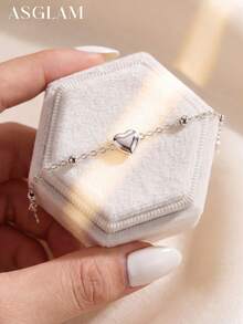 1 chiếc vòng tay hình trái tim tối giản, vòng tay dây mảnh bằng bạc 925, trang sức tinh tế, quà tặng tình bạn dành cho chị em gái. - yêu - Xem 3