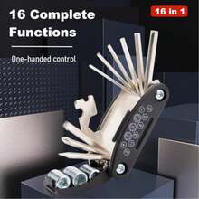 Bike Tool Kit, 16 In 1 Bike Multitool, Fold Bicycle Tool Kit, Mountain Bike Repair Kit, Routine Maintenance And Emergency Repairs - Black - View 10