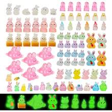 84 Piezas de Adornos de Resina Miniatura Que Brillan en la Oscuridad para Pascua, conejitos Luminosos para Decorar Casas de muñecas, Material de Relleno, Recuerdos para Fiestas - 84 - Ver 2