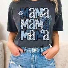 Mama Shirt , Blue Mom Shirt , Mother's Day Tee Shirt, Mother's Day T-Shirt, Mother's Day T-Shirt, 100% Cotton Women Oversized T-Shirts, Women Printed - 後退 - 查看 2
