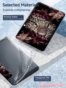 豹纹百合花纹平板电脑保护套，适用于 iPad Air 8 2026（11/13 英寸）、iPad Pro 9.7/10.2/10.5/10.9/12.9 英寸/11 英寸（第十代）、Galaxy Tab S6 Lite 10.4 英寸、Kindle Paperwhite 第十二代（2024 年）、Kindle（第十一代，2022 年），柔软防震，智能支架/自动唤醒/睡眠功能，绝佳节日礼物 - 彩色 - 查看 9