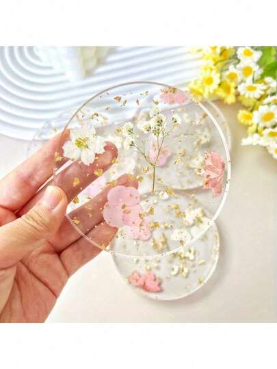 1pc [2D Flat] Acrylic Coaster, Printed Outdoor Coaster, Wedding Birthday Mother's Day Gift, Tabletop Decor