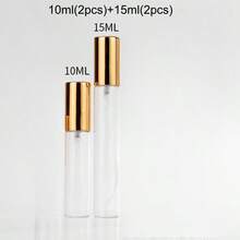 15ml, 10ml Transparent Glass Perfume Sample Bottles With Gold Sprayer, Mini Blank Fine Mist Spray Bottles, Portable Essential Oil Spray Bottles, Empty Bottles, Facial Mist, Moisturizing Bottles, Travel Cosmetic Containers, Refillable Bottles, Hygienic Cleaning, Suitable For Travel And Business Trips - Multicolor - View 10