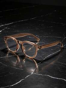 1 Pair Unisex Fashion Decorative Glasses, Suitable For Reading, Eye Protection And Daily Wear - Coffee Brown - View 3