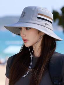 1 pieza Sombrero de sol de estilo coreano para mujer, nuevo sombrero de verano minimalista versátil y delgado de fácil cuidado con protección solar, cómodo y casual adecuado para exteriores, senderismo, reuniones, compras, viajes y otras ocasiones - MZ3364 - Ver 19