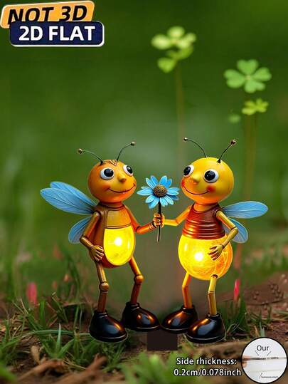1pc 2D Acrylic Garden Soil Stake - Two Bees With Flower Pot Decor, Suitable For Balcony And Terrace, Easy Installation Outdoor/Decor (No Tools Required), Bee Themed Plant Accessory, Lawn Decor, Suitable For Outdoor Lawn And Garden, Both Garden Decor And Outdoor Courtyard Stake, Gift For Friends, Durable Acrylic Ground Stake, Garden Decor, Floral Supplies, Outdoor Decor, Fence Gardening Ornament, Flower Stand