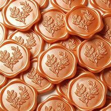 20 PCS Eucalyptus Pattern Self-Adhesive Wax Seal Stickers For Gifts Wedding Invitation Envelope Sealing-Orange - Eucalyptus Orange - View 1
