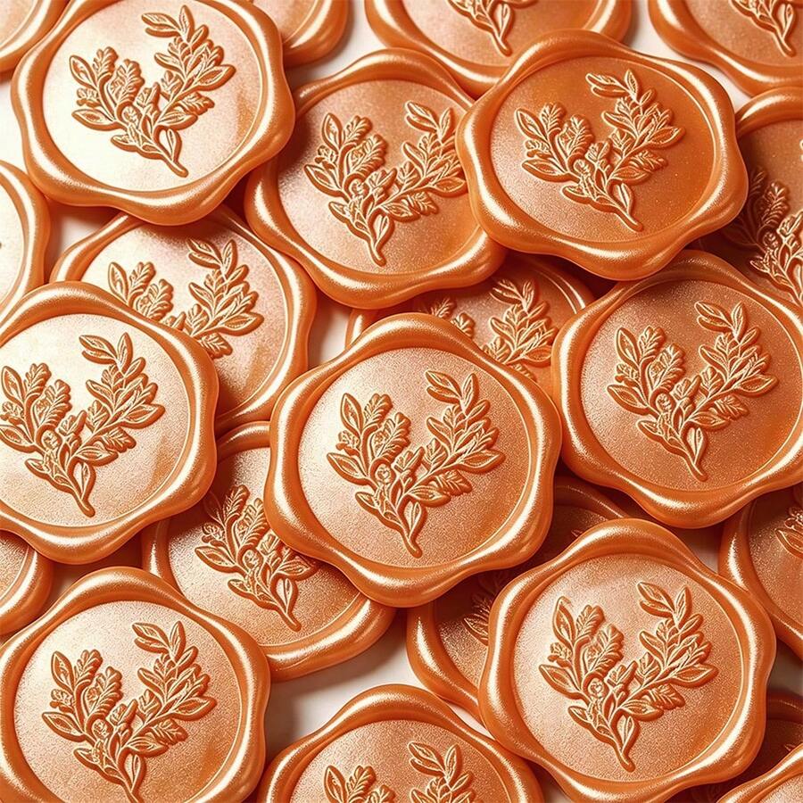 20 PCS Eucalyptus Pattern Self-Adhesive Wax Seal Stickers For Gifts Wedding Invitation Envelope Sealing-Orange - Eucalyptus Orange - View 1