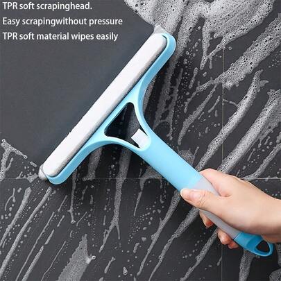 Glass Squeegee With Scraper And Sprayer, Multifunctional Handheld Glass Scraper For Spraying, Cleaning, And Scraping Glass Stains, Suitable For Cleaning Tiles, Car Windshields, Mirrors, Bathrooms, Etc., Ideal For Kitchens, Bathrooms, Household Goods, And Home Items, Especially For Back-To-School Season.