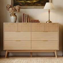 VOWNER Dresser For Bedroom With Drawers,8 Drawer Dresser With Metal Handle Design,Chest Of Drawers & Storage Organizer Chest For Bedroom,Living Room Hallway,Natural Oak - 米色 - 查看 13