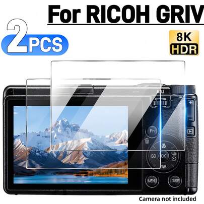 适用于理光 GRIV/GR 4 相机的 2 片装 9H 硬度钢化玻璃屏幕保护膜，超灵敏触控，高清晰度，防指纹防油污，适用于高端相机配件