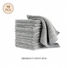 1/3/5 Pcs Bamboo Charcoal Fiber Cleaning Cloth, Thickened Material With Strong Absorbency, Easy To Rinse And Reuse, Effective Degreasing And Cleaning Dishcloth. Can Be Used For Cleaning Kitchen, Sink, Pots And Pans, As Well As Wiping Windows, Mirrors, Cars, Desks, Countertops And Stoves. No Lint Shedding, No Water Stains, Multi-Functional Wiping Cloth, Kitchen Cleaning Essential, Daily Household Necessity. - Grey - View 14