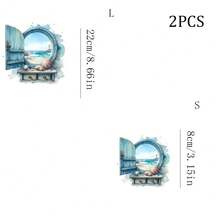 1pc/2pcs/3pcs Ocean & Shell Heat Transfer Stickers, Watercolor Healing Style DIY Iron-On Patches Suitable For T-Shirts, Hoodies, Canvas Bags, Hats, Pillows - Multicolor - View 11