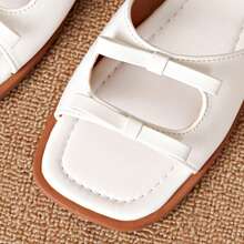 Zapatilla De Mujer De Verano Elegante Y Versátil Con Diseño De Lazo Decorativo Francés, Tacones Bajos De 2,3 Cm Con Diseño Hueco Vintage, Perfecto Para Exteriores - Blanco - Ver 10