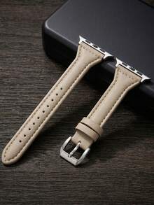 1 Peça Elegante Banda de Relógio de Couro Genuíno de Cor Sólida Compatível com Apple Watch 38mm 40mm 41mm 42mm 44mm 45mm 46mm 49mm, Pulseira Vintage, Pulseira de Relógio Inteligente de Reposição, Acessório de Pulseira de Relógio Casual e Formal Compatível com Apple Watch Ultra 11 10 9 8 7 SE3 6 5 4 3 2 1, Pulseira de Relógio Inteligente da Moda para Apple Watch - Para - Visão 16