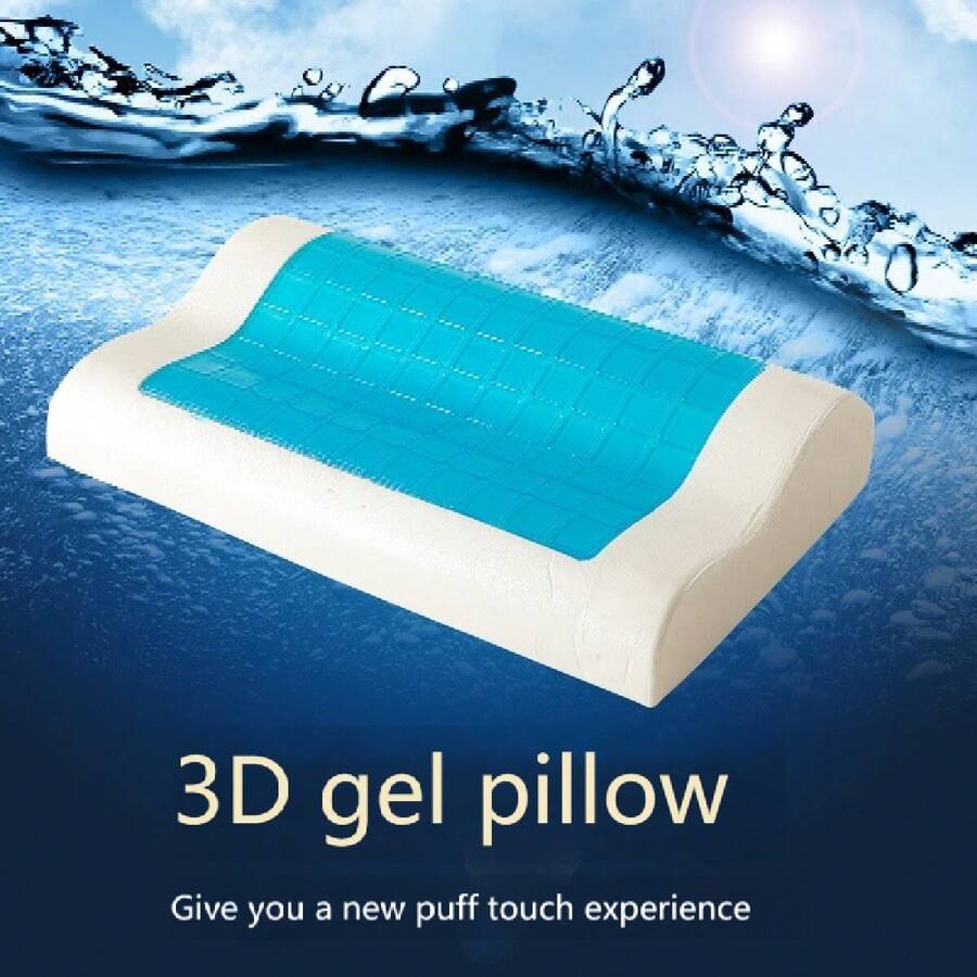 1pc Cooling Gel Pillow With Wave-Shaped Neck Support, Helps Improve Sleep In Summer - 1PC - View 1