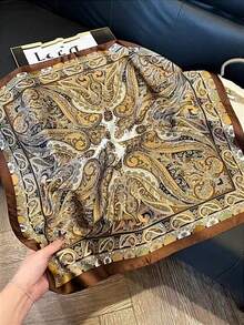 1 chiếc khăn satin in họa tiết, khăn thời trang đa năng dành cho nữ. - Nhiều màu - Xem 8