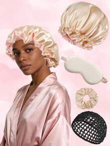 Women's Headwrap, Bohemian Style, Made Of Polyester, Versatile Design, Great For Bathing - 60 Lace Hat + Mesh Cap + Eye Mask + Small Hair Accessory - View 8