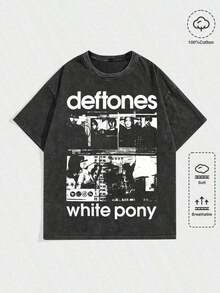 1Pcs,2026,EWH Vintage Washed Rock Tee|      Band Skull Print, Alternative Metal Fans Short - Sleeve,Cheap Clothes,Shirts Graphic,T Shirt Men DG004summer Outfits For Women - 黑色 4 - 查看 9