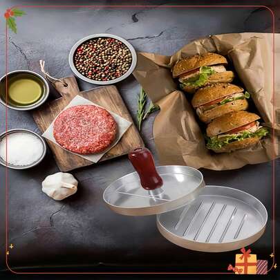 1pc Non-Stick Hamburger Patty Press Mold Hamburger Maker With Removable Plate, Burger Press For Beef, Cheese, Veggie Burgers, BBQ, Patty Forming Tool, Burger Patty Maker, Grill Prep Tool, Kitchen Gadget, Homemade Hamburger Press, Beef Patty Mold, Veggie Burger Maker, Cheese Burger Press, Outdoor Cooking Tool, Indoor Grilling Accessory, Quick Patty Forming, No Stick Surface, Easy To Disassemble, Compact Storage, Durable Construction, Reusable Mold, Uniform Thickness, Consistent Size, Grilling Essential, Picnic Accessory, Camping Gear, Kitchen Essential, Practical Cooking Tool, Smooth Operation