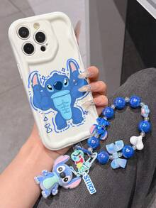 Disney Has Authorized, Phone Case - Chain Set, The Stitch Lilo & Stitch Phone Case Plus A Silicone 3D Or Fluffy Style Stitch Bracelet With Metallic Ring Removable Bracelet, Stitch And Angel Pattern, Compatible With Iphone 17/16/15/14/13/12/11/XS/XR/X Plus Pro Max, Wavy Design Phone Case For Girl, A Stylish Cartoon Summer Phone Case, The Perfect Gift Choice, Phone Protection, Durable Phone Cover, Great Gift For Friends And Family - Kiểu trắng B - Xem 3