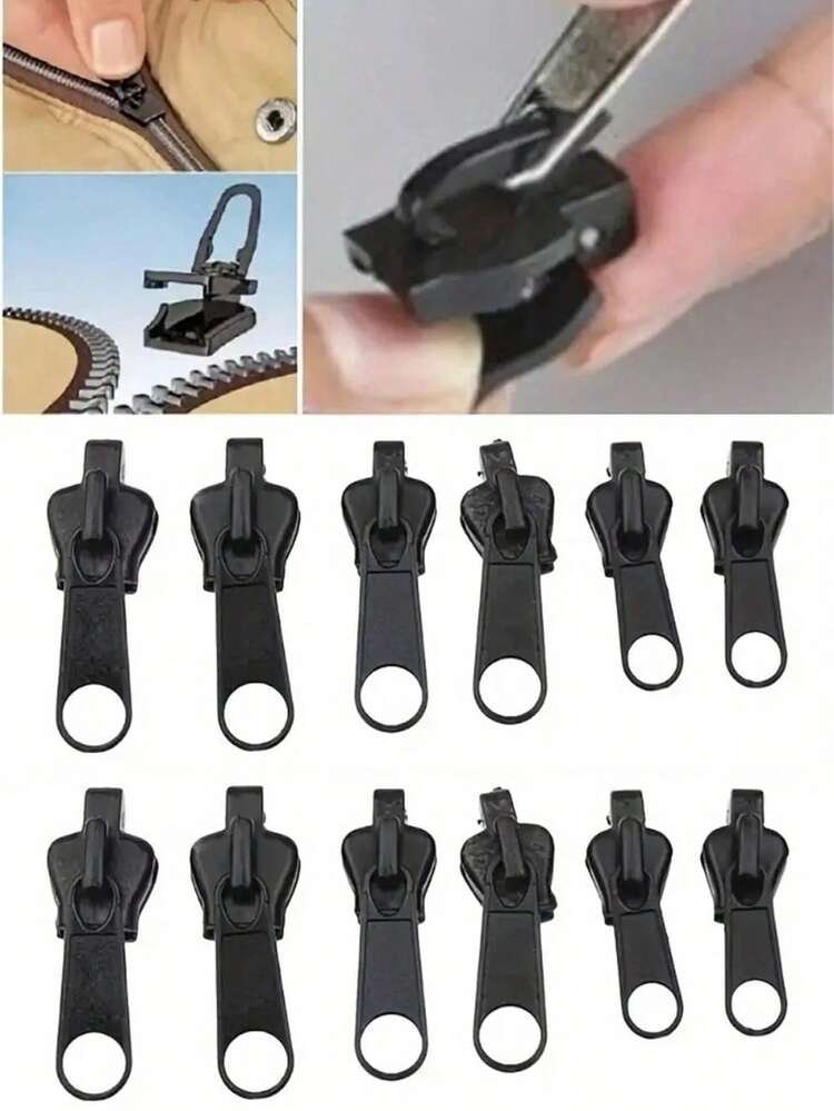 Bộ dụng cụ sửa khóa kéo 6/1: Khóa kéo đa năng, đầu khóa kéo nhiều chức năng, phụ kiện may mặc, thiết kế đa dụng, nhiều kích cỡ, phù hợp cho áo khoác, túi xách, quần jean, lều. Bao gồm dụng cụ sửa khóa kéo để tự trang trí quần áo và thay thế khóa kéo, thích hợp cho may vá. - Nhiều màu - Xem 1