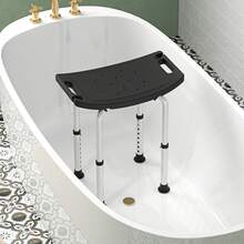 HOMCOM Taburete de Ducha Silla Ducha Personas Mayores con Altura Regulable Taburete Baño de Aluminio Antideslizante Carga 135 kg para Ancianos y Discapacitados Negro - Negro - Ver 10