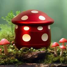 Cute Mushroom Spice Grinder, 4-Piece Herb Grinder With Magnetic Lid & Sharp Teeth, Aesthetic Grinder With Pollen Scraper & Sieve Filter, Unique Toadstool Design For Spices & Herbs, Red Or Emerald Spotted - 查看 7