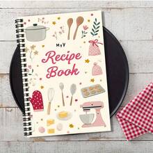 Cute Hand-Drawn Kitchen Element Recipe Spiral Notebook, Thoughtful Companion For Home Chefs, Can Be Used As Kitchen Diary, Cooking Plan Record, Or Memo Pad. Exquisite Cover, Interesting Patterns, Suitable For Self-Use Or As A Gift! - K - View 3