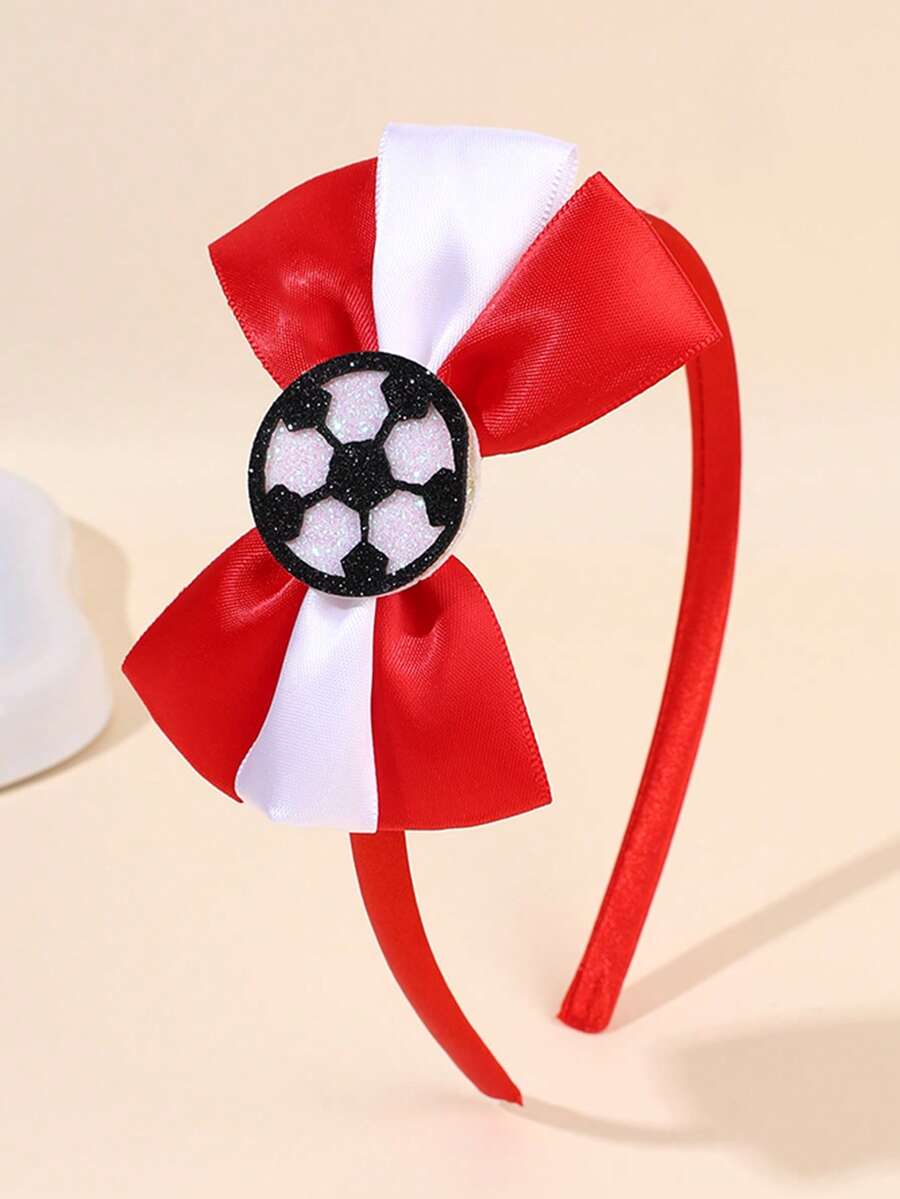 1 chiếc băng đô đỏ trắng World Cup cho bé gái, phụ kiện nơ bóng đá dễ thương, băng đô cài tóc tinh tế, phụ kiện đội đầu cho các cuộc thi đấu, lễ kỷ niệm, tiệc tùng, thể thao. - Đỏ và trắng - Xem 1