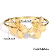 1 chiếc vòng tay kim loại cao cấp hình hoa, kiểu dáng tối giản, thanh lịch dành cho nữ. - Vàng - Xem 6