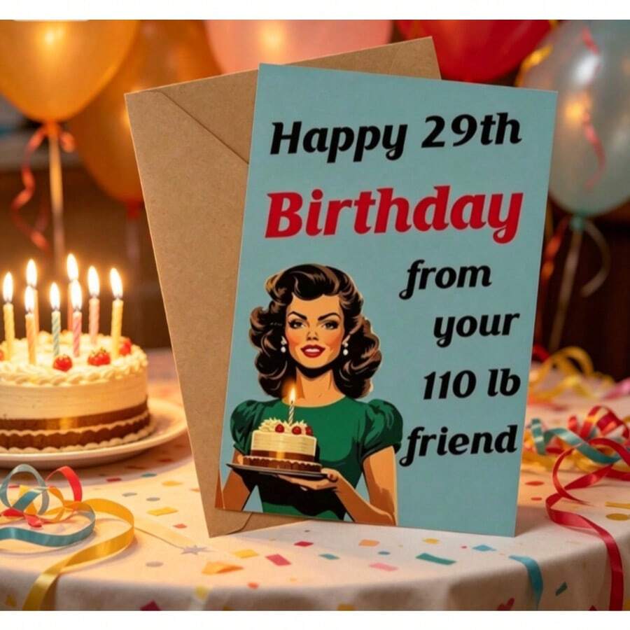 1pc Creative Funny Humor Birthday Greeting Card With Envelope, High-Quality Thick Paper Birthday Card, Novel Prank Design, Suitable For Women, Best Friends, Sisters, Girlfriends Birthday Party Celebration At 29, 30, 40, 50, 60, 70 Years Old, Friendship Commemorative Card, Gift Packaging Card, Party Decoration Card, Daily Blessing Card, Birthday Surprise Gift Stationery - Multicolor - View 1