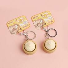 1pc Novelty Steamed Bun Squeeze Toy Keychain, Creative Pastry Shaped Stress Relief Toy, Soft Squishy Texture, Fashionable Decor And Stress Relief Accessory, Suitable For Multiple Scenarios - Multicolor - View 4