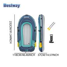 Bestway 61153 2 Person Inflatable Kayak - Durable PVC Material, Large Adventure Boat, Kit Format, Highly Buoyant And Stable, Coastal Fishing, Rafting - Grey - View 7