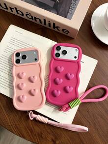 Ốp lưng silicon thiết kế hình trái tim 3D Macaron mới nhất năm 2026 dành cho Samsung Galaxy S26, S25, S24, S24 Plus/S24+, S24 Ultra, S24 FE, S20, S21, S22, S23 và 11/11 Pro/11 Pro Max, 12/12 Pro/12 Pro Max, 13/13 Pro/13 Pro Max, 14/14 Pro/14 Pro Max, 15/15 Pro/15 Pro Max, 16/16 Pro/16, 17 Pro Max, mang lại độ bám tốt và khả năng chống sốc. - Hồng - Xem 3