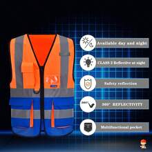 Pink Reflective Safety Vest For Women, Working Safety Gear With Strips, High Visibility Work Vest For Construction, Medium - Orange & Blue - View 2