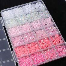 Juego decorativo de 24 cuadrículas de resina con strass, pinzas dobladas, lápiz de cera, pegamento para strass, kit asequible - A - Ver 4