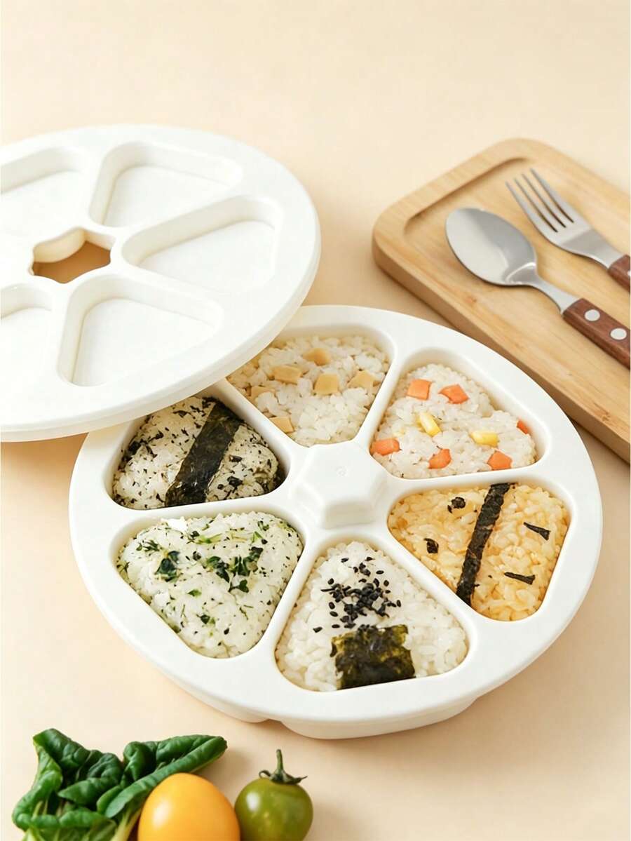 1pc 6 Cavity Triangle Rice Ball Mold,Japanese Rice And Vegetable Roll Making Mold, DIY Triangle Sushi Mold,Plastic Six Hole Rice And Vegetable Roll Mold, Laver Rice Wrapping Tool,Reusable, Suitable For Gifts To Parents,Family, Good Friends,Neighbors - View 1