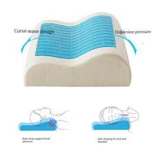 1pc Cooling Gel Pillow With Wave-Shaped Neck Support, Helps Improve Sleep In Summer - 1PC - View 9