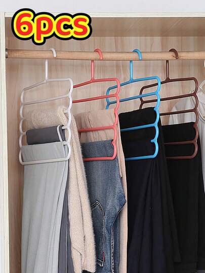 6 pièces/3 pièces/1 pièce Cintre multifonctionnel à 5 couches, cintre de rangement pour écharpes et pantalons en plastique, design épaissi antidérapant amélioré, convient pour organiser les cravates, les écharpes et les accessoires dans le placard ou la penderie, cadeau parfait pour la maison