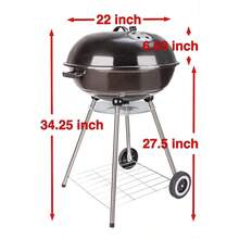 18 Inch Portable Charcoal Grill – Heavy-Duty Round BBQ Grill With Thickened Grilling Bowl, Sturdy With 4 Legs & Wheels For Small Outdoor Barbecue, Camping, Travel, Tailgating & Backyard Cooking - 22 Inches (No Grill Tools) - View 2