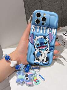 Disney Has Authorized, Phone Case - Chain Set, The Stitch Lilo & Stitch 3D Phone Case Plus A Silicone 3D Stitch Bracelet With Metallic Ring Removable Bracelet, Stitch And Angel Pattern, Compatible With Iphone 17/16/15/14/13/12/11/XS/XR/X Plus Pro Max, A Stylish Cartoon Phone Case, The Perfect Gift Choice, Phone Protection, Durable Phone Cover, Great Gift For Friends And Family - 白色款式B - 查看 5