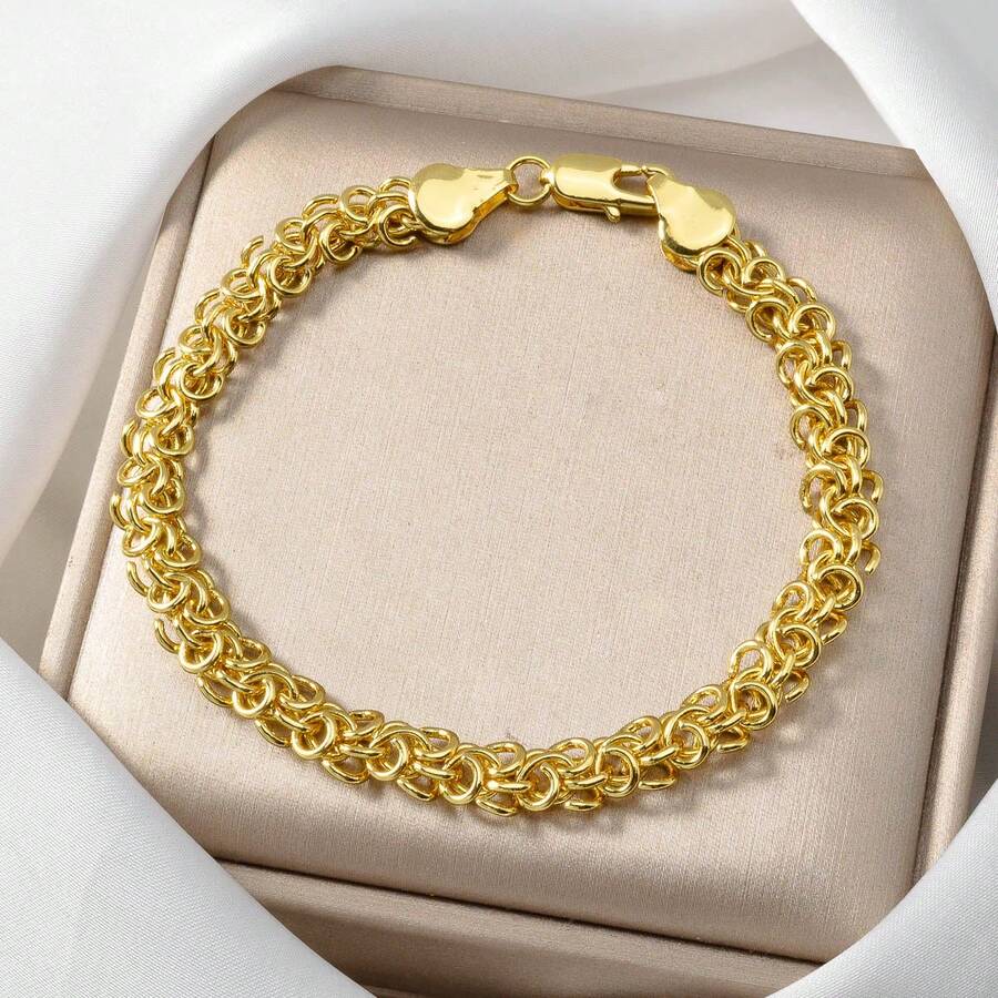 1 chiếc vòng tay phong cách Bohemian cổ điển bằng đồng mạ vàng 18K, kiểu dáng xoắn dây, thích hợp cho nữ đeo hàng ngày và dự tiệc. - Vàng - Xem 1