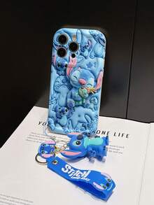 This Disney Stitch Lanyard Phone Case Is Fully Covered In TPU Material. It's Shockproof, Lightweight, And Compatible With IPhone17/16/11/13/15/15 Plus/15 Pro/15 Pro Max/12/14 Pro Max/11 Pro Max/12 Pro/12 Pro Max/13. This Phone Case Makes A Popular Birthday Gift Or Business Gift; It's Durable, Stain- And Fingerprint-Resistant, And Suitable For Both Men And Women. The Set Also Includes A Mickey Mouse Phone Case And A Stitch Plush Bracelet. It's A Perfect Gift For Friends And Family. This Stylish Phone Case Is Fun, Lightweight, And Durable. IPhone17 Pro Max Phone Case, Angel Phone Case. - trắng - Xem 3