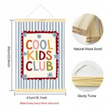 1pc Unframed/Framed Cool Kids Club Kindergarten Canvas Poster, Cute Blue Striped Colorful Slogan Wall Art Print, Minimalist Nursery Kids Room Decor Suitable For Playroom, Children's Room, Bedroom, Modern Home Decor - Poster - View 17