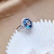 Women's Alloy Topaz Engagement Ring Flower Pave Fashion Style For Engagement Fashion Jewelry Stackable Adjustable Comfort Fit Tarnish Resistant [F329] - Bạc - Xem 2