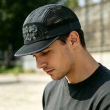 1 pieza Gorra de béisbol unisex de estilo coreano de secado rápido para verano con estampado de letras, sombrero deportivo de ala corta - gris - Ver 15