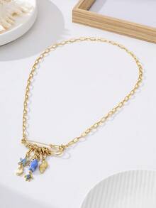 1 pieza Elegante collar con colgante de broche de nicho de estilo de playa con diseño de perlas de strass, adecuado para uso diario y vacaciones en la playa de las mujeres - collar - Ver 7