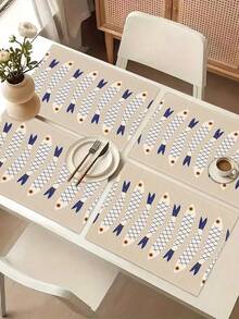 1 khăn trải bàn họa tiết cá, 4 tấm lót chén họa tiết cá, thích hợp cho các dịp lễ, tiệc tùng, sinh nhật, bữa tối, trang trí bàn ăn nhà bếp và phòng ăn, phù hợp cho mọi mùa, trang trí dệt may gia đình. - Nhiều màu - Xem 17